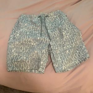 Lululemon light blue digital water pattern shorts